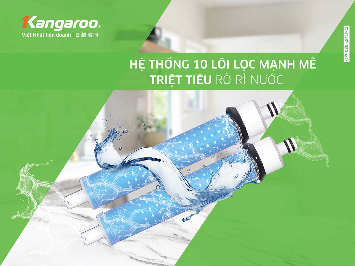 Máy lọc nước Kangaroo Hydrogen KG100HC2, trạng bị 10 lõi lọc mạnh mẽ